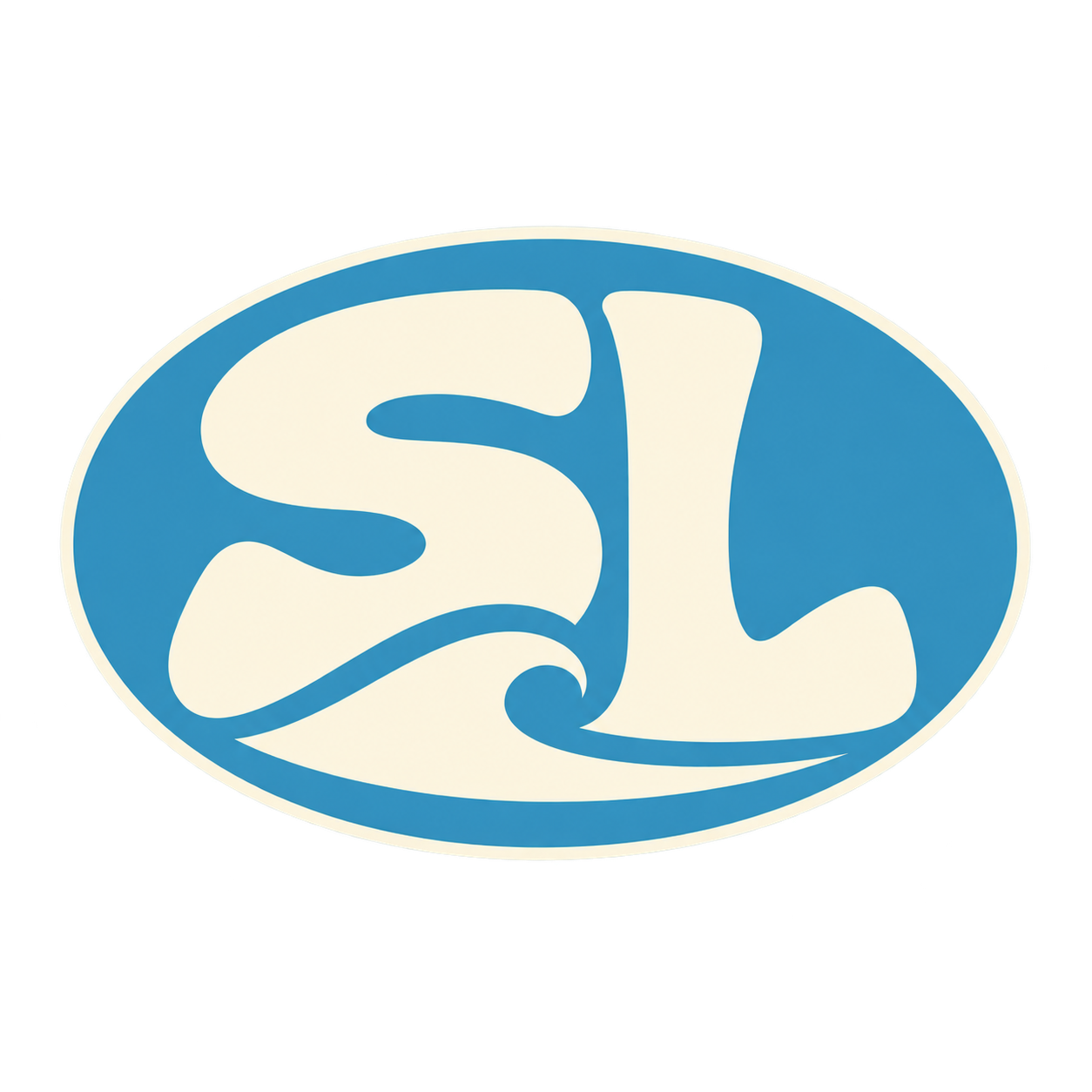 Logo oval Spider Lines, SL azul com onda integrada